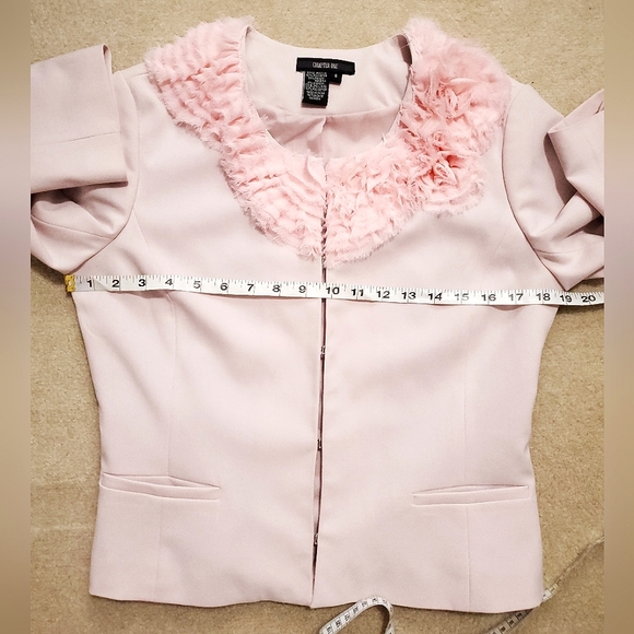 Chapter One pink blazer jacket chiffon rosette 6 fits size Small pastel spring - Picture 12 of 16